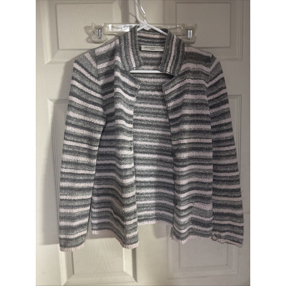 Amina Rubinacci 40 Small Cardigan Jacket In Grey Multi Stripe